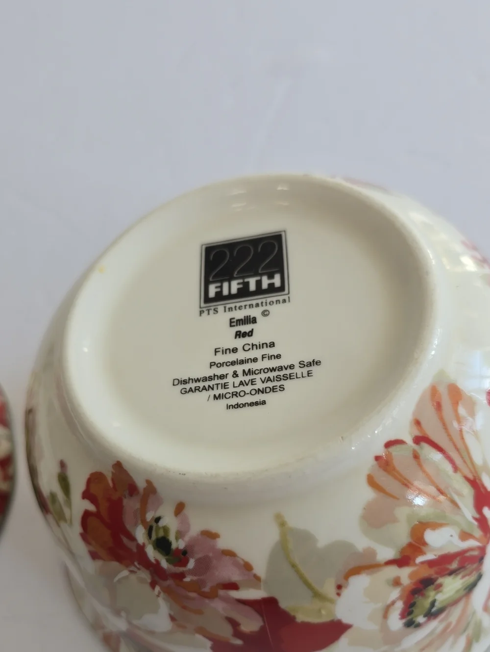 222 Fifth PTS International Set Of 2 Emilia Red Fine China Porcelain Cereal Bowl